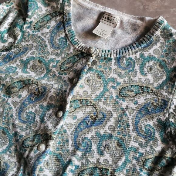 L.L Bean Paisley Button Down Cardigan - Picture 6 of 7